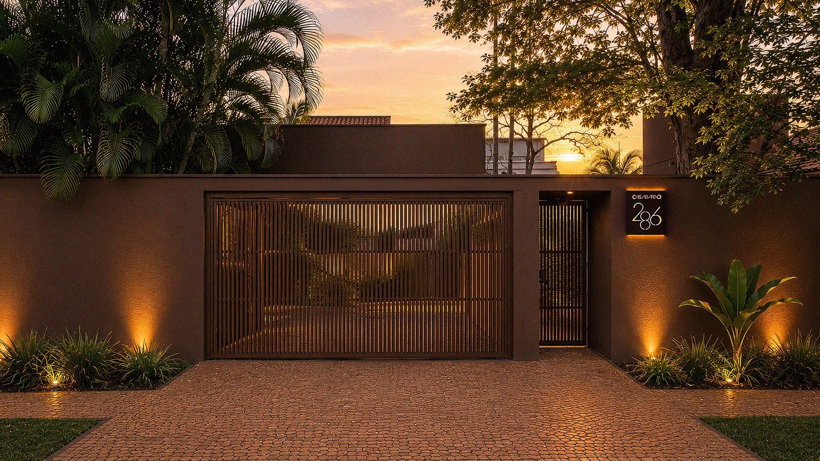 Fachada da Casa Barão 286 ao entardecer